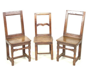 Appraisal: A pair of French oak back stools late th century