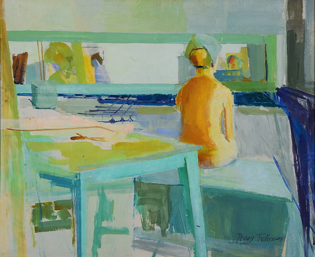 Appraisal: PEGGY TROTMAN - Interior with seated nude signed oils on