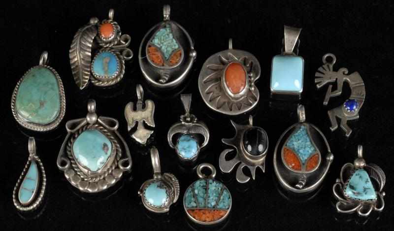 Appraisal: Lot of Native American Indian Pendants Description Includes Navajo and