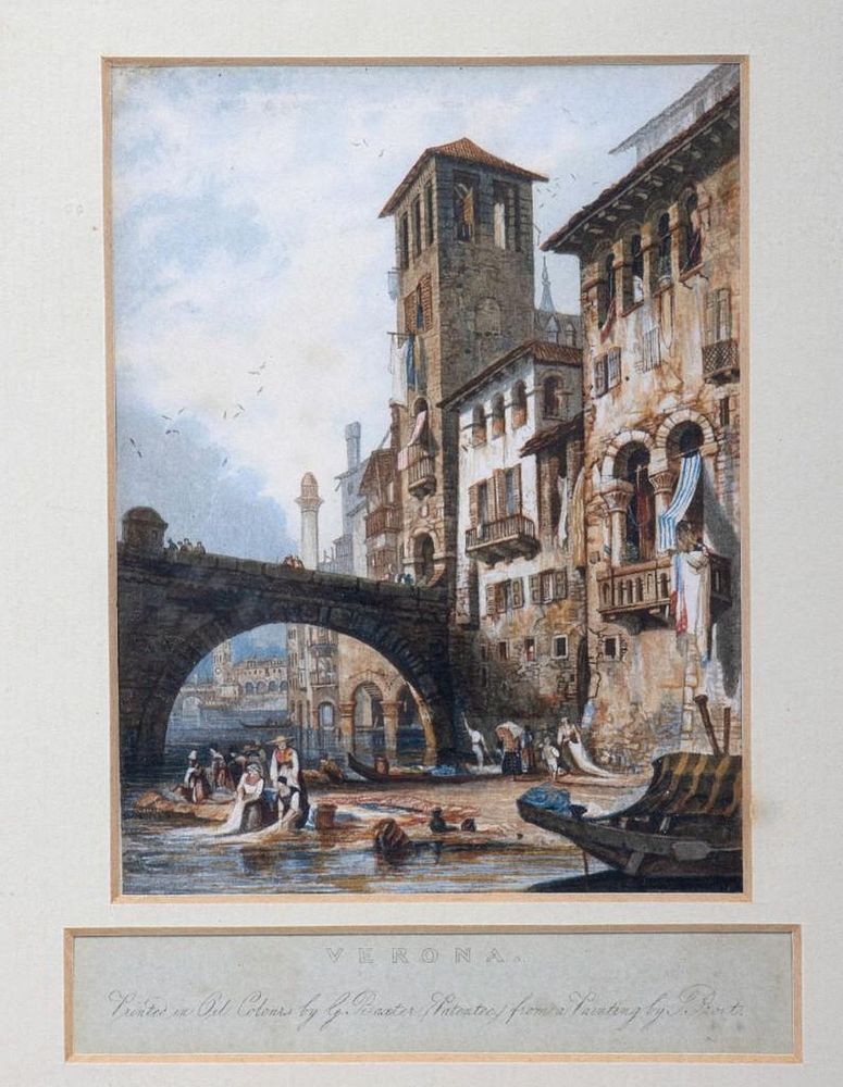 Appraisal: Hand Tinted Print of Verona Printed by George Baxter Pub