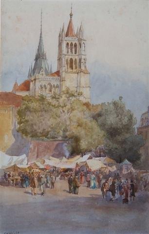 Appraisal: RICHARD HENRY WRIGHT - - 'Lausanne' signed watercolour x