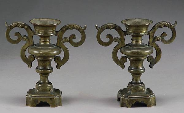 Appraisal: A pair of Italian Baroque bronze vases th th century