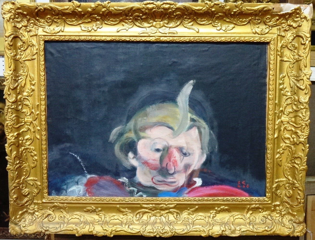 Appraisal: Manner of Francis Bacon Portrait oil on canvas laid on