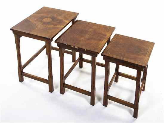 Appraisal: A Set of Three Edwardian Mahogany Nesting Tables circa each