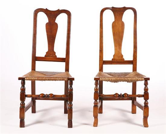 Appraisal: TWO QUEEN ANNE SIDE CHAIRS American mid th century maple