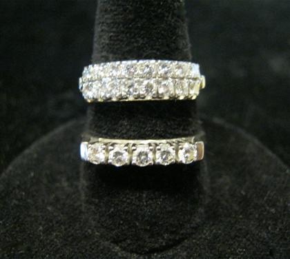 Appraisal: Two white gold and diamond band ringsOne set with single