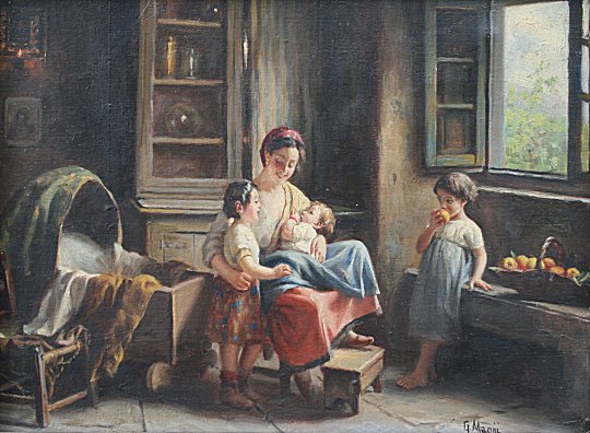 Appraisal: MAGNI Giuseppe Italian - Interior Family Scene with Mother and