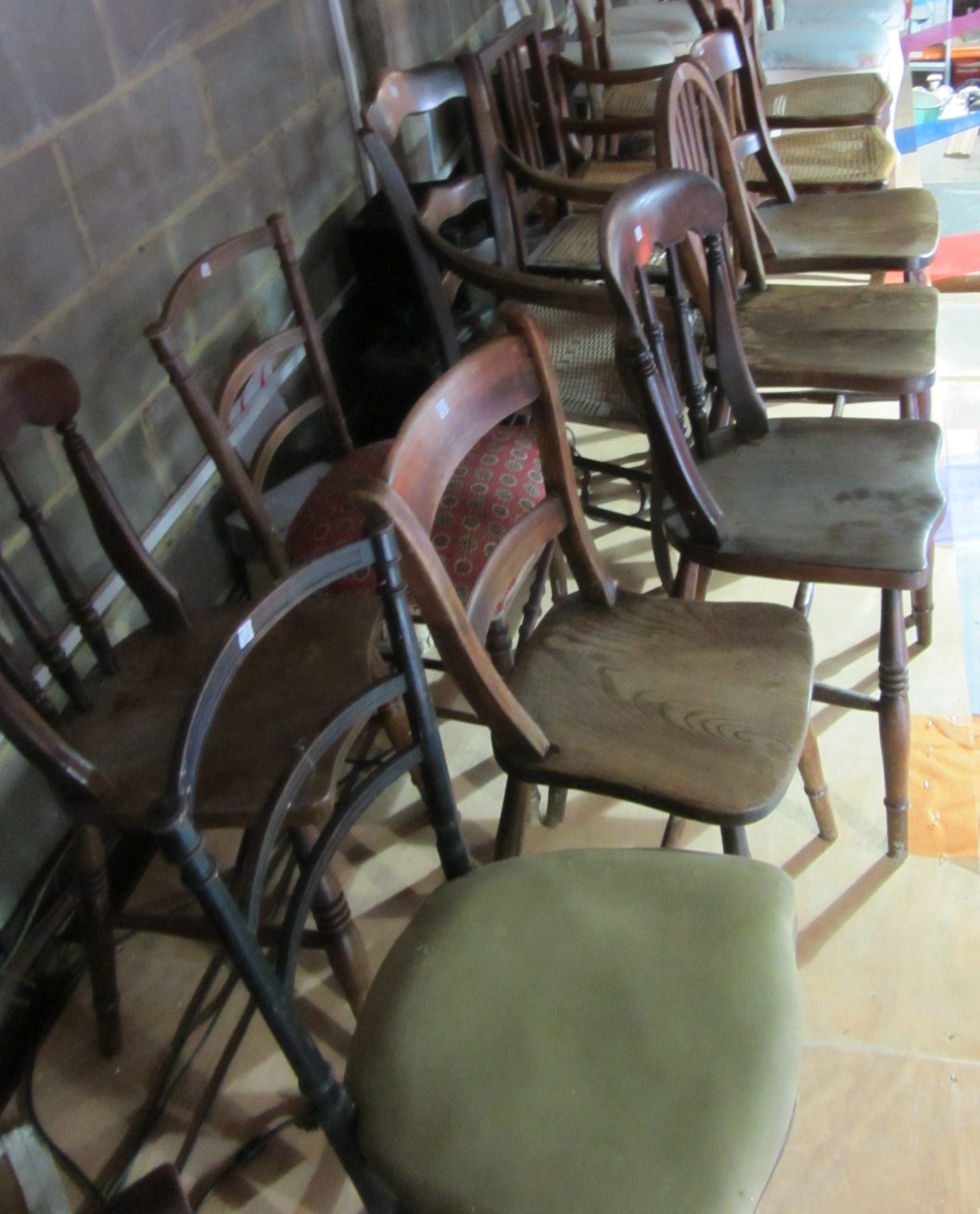 Appraisal: A pair of Victorian scullery chairs a pair similar with