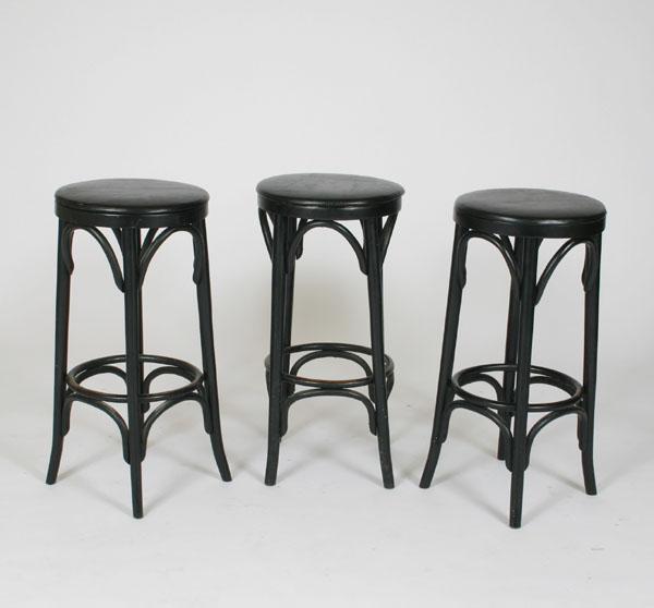 Appraisal: Three bentwood bar stools Thonet style circular foot rests arched