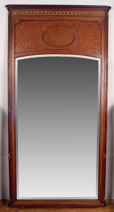 Appraisal: PALATIAL INLAY AND ORMOLU FRENCH MIRROR Over ' tall the