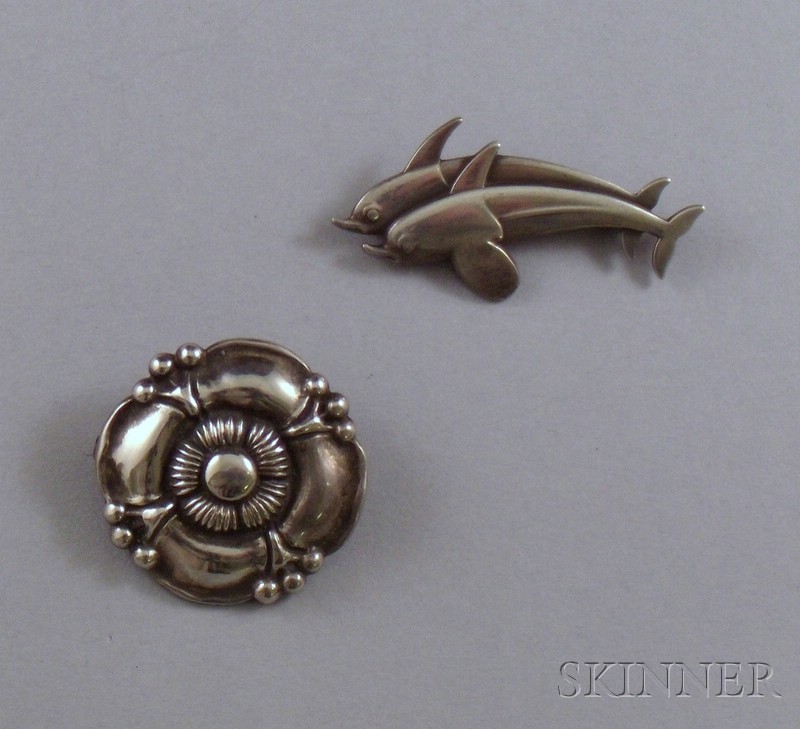 Appraisal: Two Georg Jensen Denmark Sterling Silver Brooches including a s