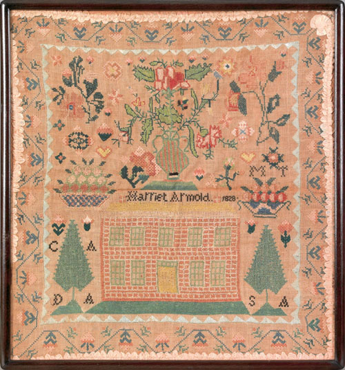 Appraisal: Reading Pennsylvania silk on linen sampler dated and wrought by