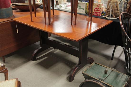 Appraisal: TRESTLE TABLE BY BENNER Stained rectangular top with bread board