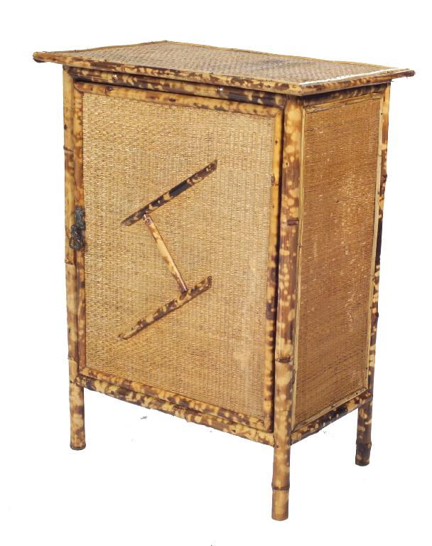 Appraisal: BAMBOO SIDE CABINET EARLY th CENTURY the rectangular top above