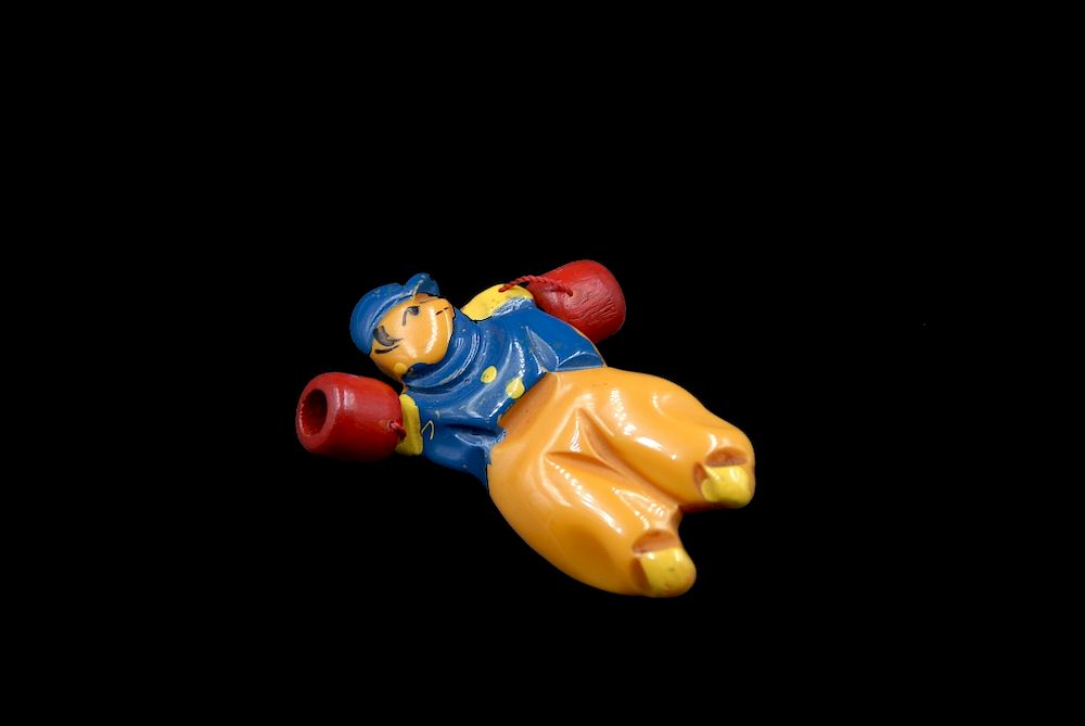 Appraisal: Bakelite Painted Carved Jointed Dutch Boy Pin Bakelite Painted Carved