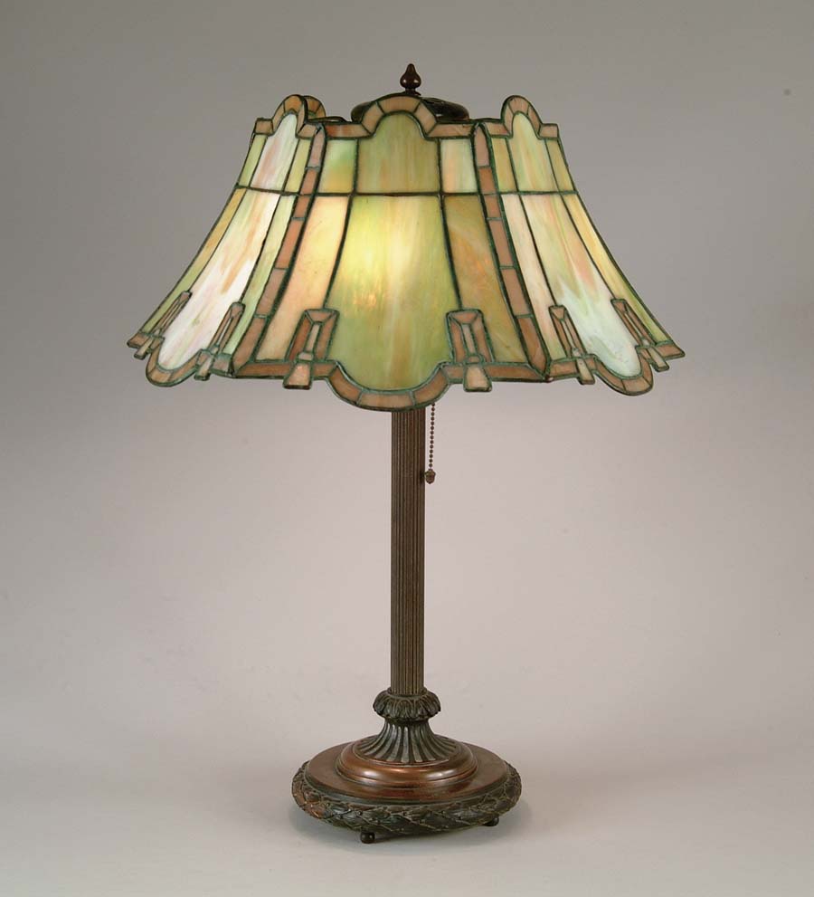 Appraisal: DUFFNER KIMBERLY OPEN TOP LAMP Very unusual Duffner Kimberly leaded