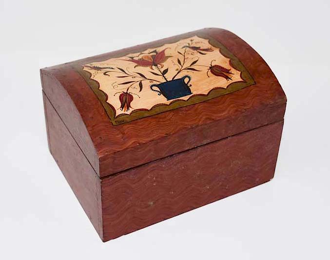 Appraisal: Decorated wooden box by Tom King Decorated wooden box by