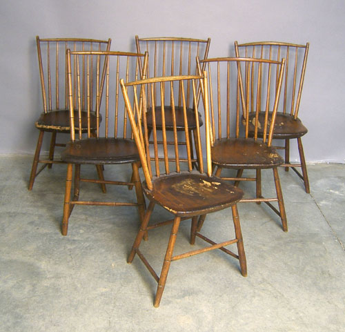 Appraisal: Six Pennsylvania rodback windsor side chairs ca