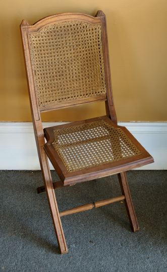 Appraisal: Interesting Suite of Eight Teakwood and Caned Folding Deck Chairs