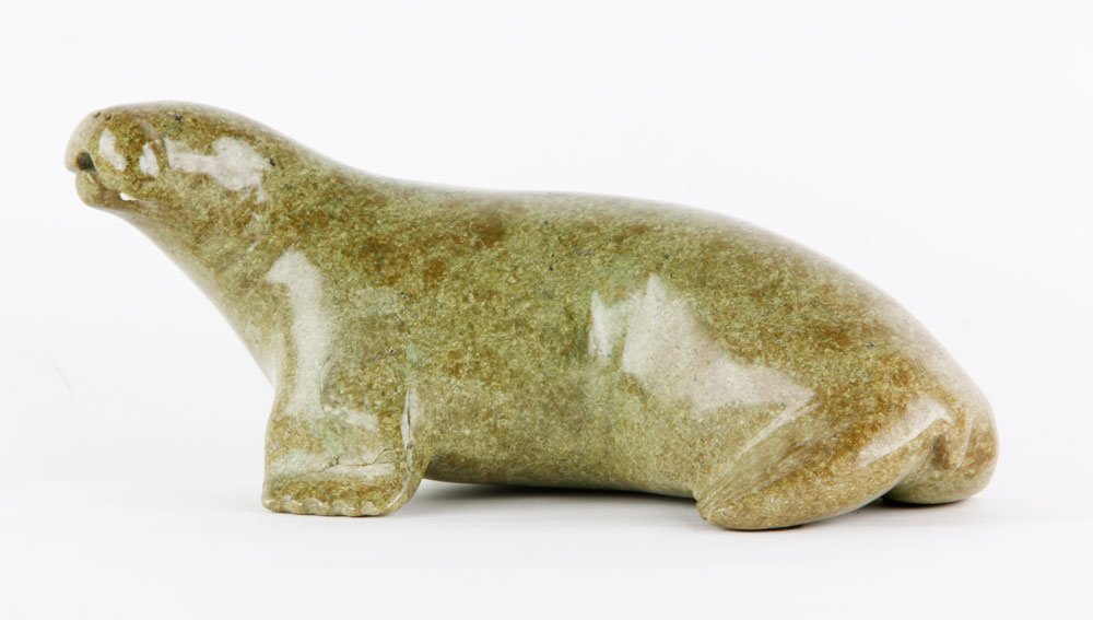 Appraisal: - Inuit Green Stone Carving Inuit carving of a walrus