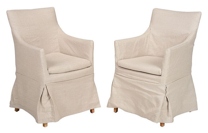 Appraisal: Pair Contemporary Upholstered Armchairs modern each with pale blue gray