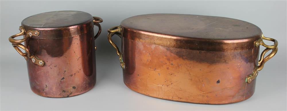 Appraisal: TWO CONTINENTAL COPPER COOKING VESSELS the first an elongated oval