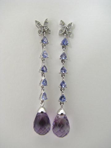 Appraisal: A pair of K White Gold Briolette Earrings with Amethyst