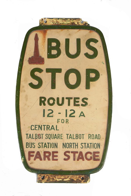 Appraisal: A MID TH CENTURY FIBREGLASS BLACKPOOL BUS STOP SIGN with