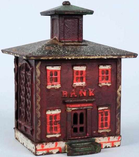 Appraisal: Cast Iron Red House Still Bank Nice paint and detail