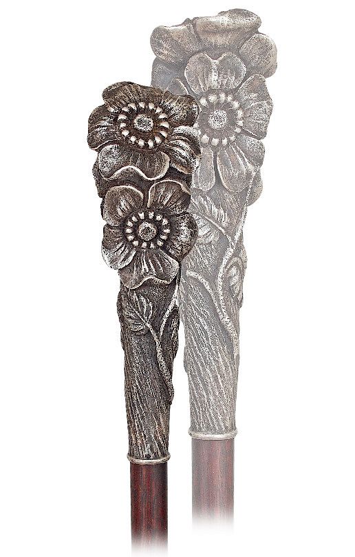 Appraisal: Art Nouveau Silver Dress Cane -Ca -Long and tapering silver