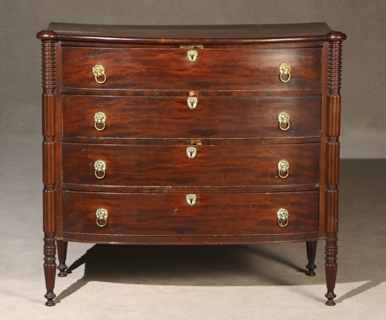 Appraisal: Federal Mahogany Bow-Front Chest of Drawers Massachusetts Probably Salem Area