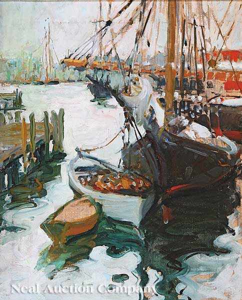 Appraisal: American School early th c Gloucester Harbor oil on canvas