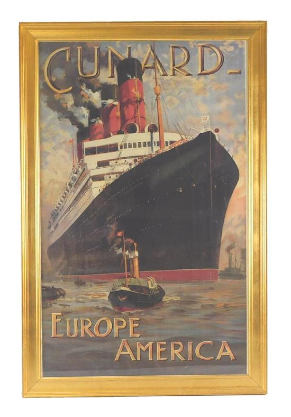 Appraisal: VINTAGE TRAVEL POSTER After Odin Rosenvinge British - Aquitania offset