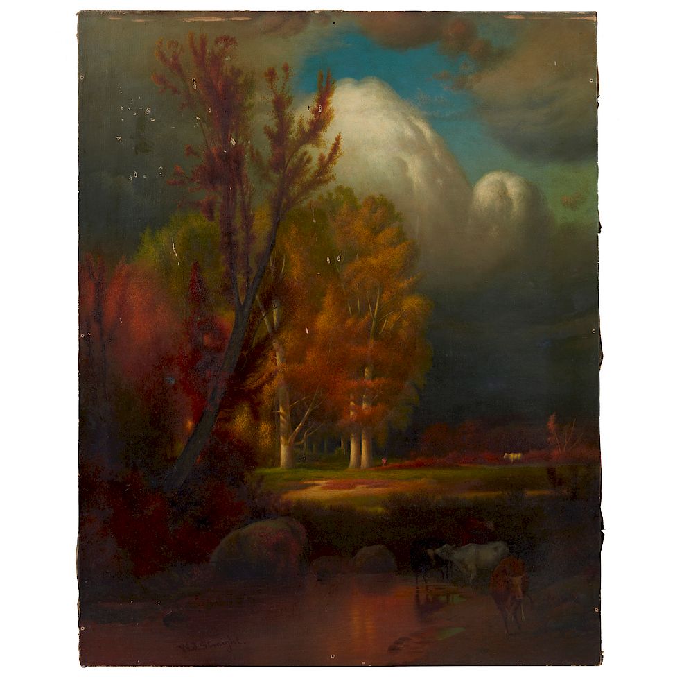 Appraisal: Wesley J Straight - Landscape Painting Unframed Wesley J Straight