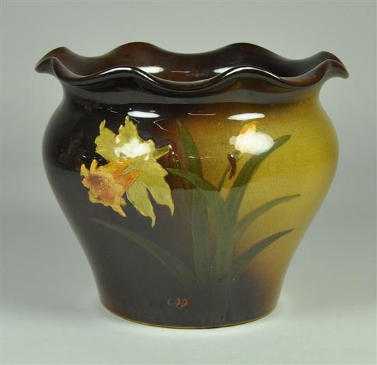 Appraisal: Art Pottery Jardinere Probably Weller Handpainted flower Signed A P