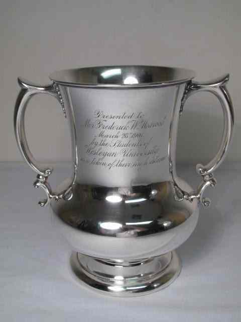 Appraisal: American two handled sterling silver trophy cup with gilt wash