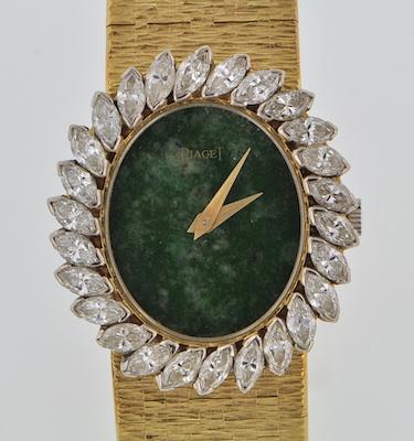 Appraisal: A Ladies' k Gold Diamond and Hardstone Dress Watch by