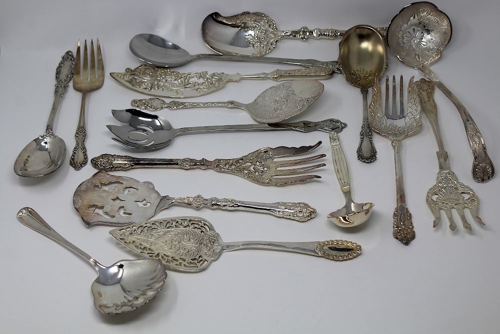 Appraisal: Assorted Silver Plate Serving Utensils Assorted Silver Plate Serving Utensils