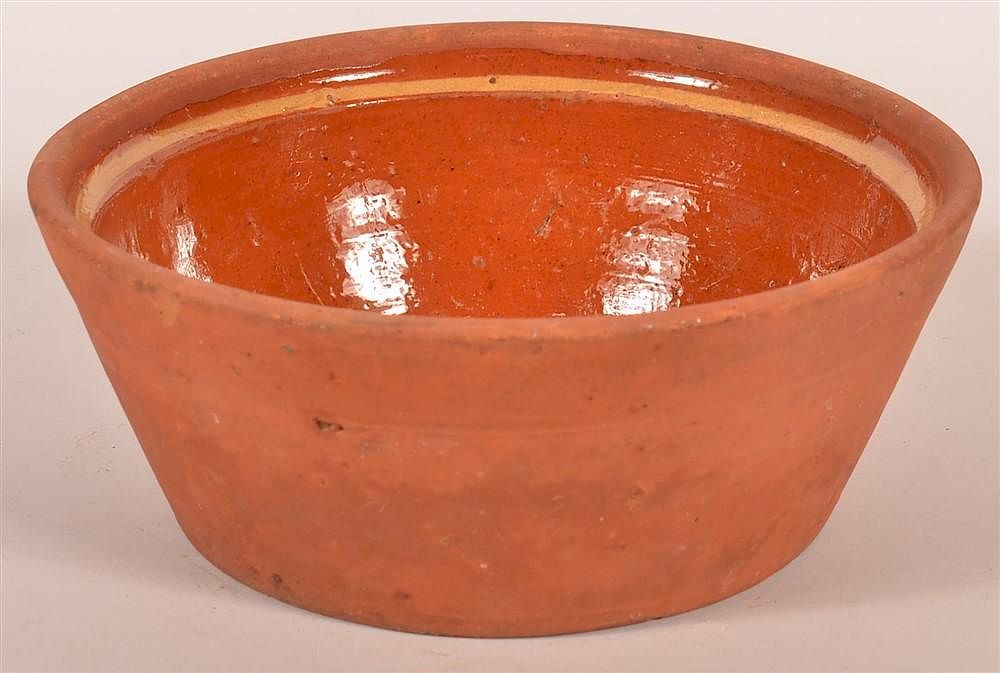 Appraisal: th C PA Redware Slip Decorated Bowl th C PA