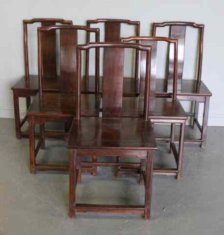 Appraisal: Set of Antique Chinese Hardwood Chairs Comprised of a matching