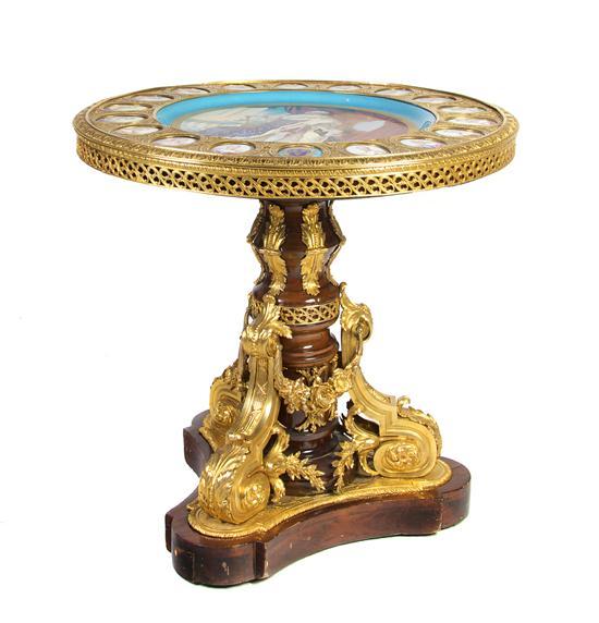 Appraisal: Sevres Style Porcelain Mounted Gueridon with gilt metal mounts throughout