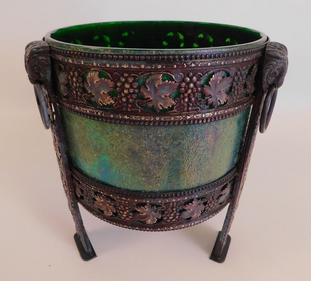 Appraisal: ART NOUVEAU BOHEMIAN PLANTER Art Nouveau period iridescent art glass