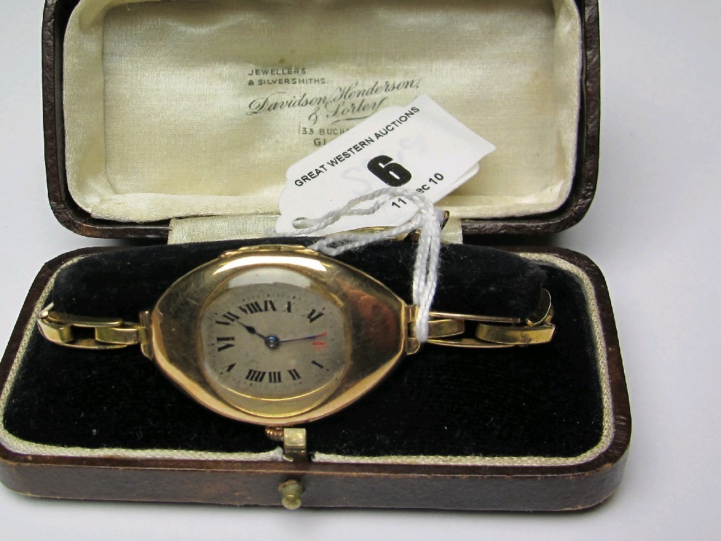 Appraisal: Ladies early th century ct gold cased wrist watch with