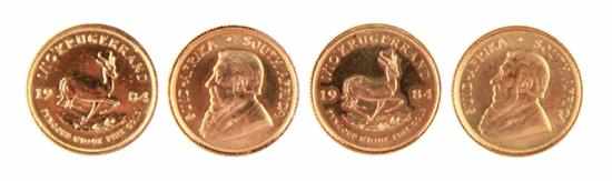 Appraisal: South African Krugerrand gold coins obverse with profile portrait of