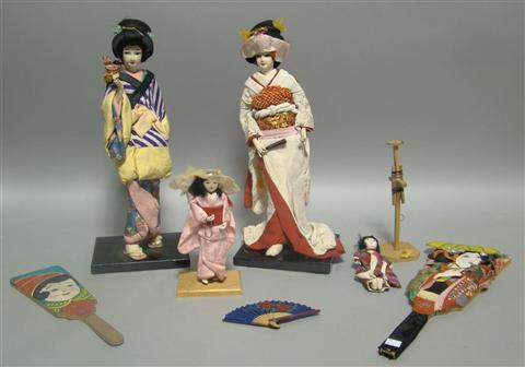 Appraisal: GROUP OF FOUR JAPANESE DOLLS Including a pair of tall