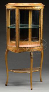 Appraisal: SMALL HALF-ROUND FRENCH ORNAMENTED CURIO CABINET WITH PAINTED SURFACE th