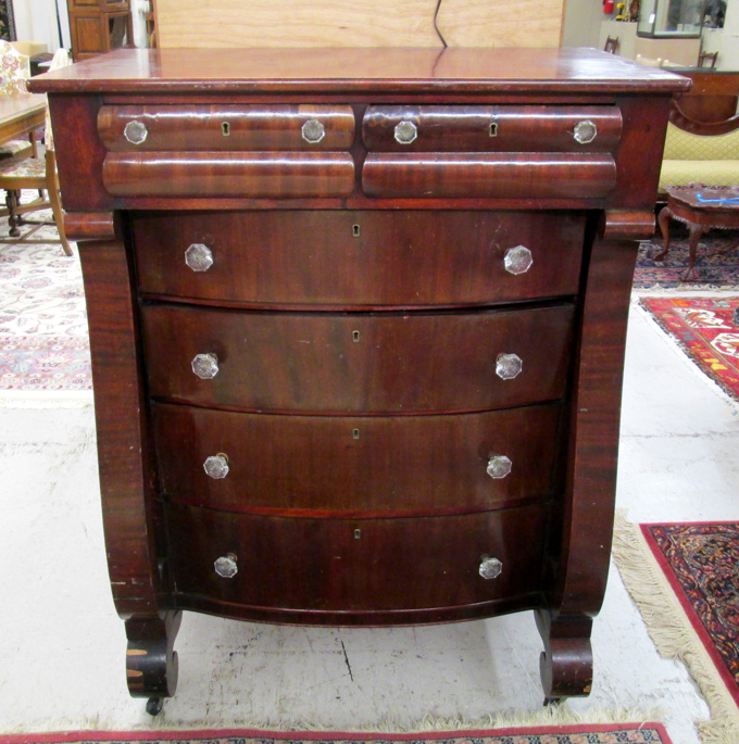 Appraisal: MAHOGANY CHEST OF DRAWERS Empire Revival style American c featuring