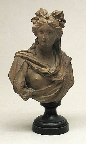 Appraisal: A French terracotta bust of a woman late th century