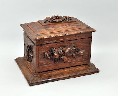 Appraisal: A Black Forest Carved Wood Cigar Box With incised details