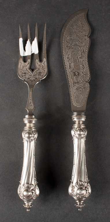 Appraisal: German silver two-piece fish serving set marked Estimate - All